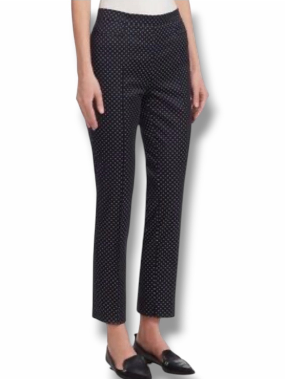 AKRIS PUNTO Franca Mini Dot Stretch Cotton Pants Size 4 Black White